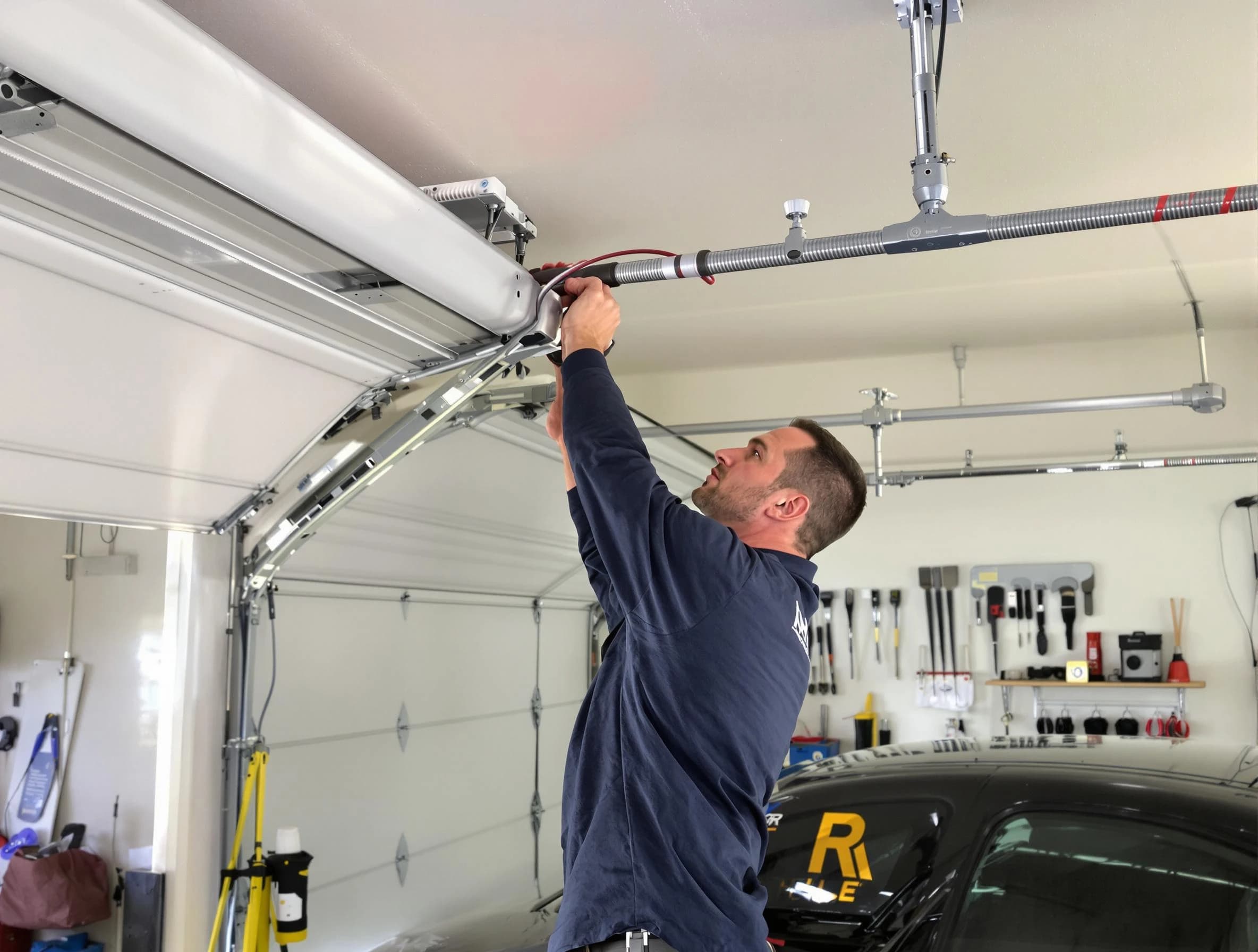 Salt Lake City Garage Door Repair technician performing garage door cable repair in Salt Lake City