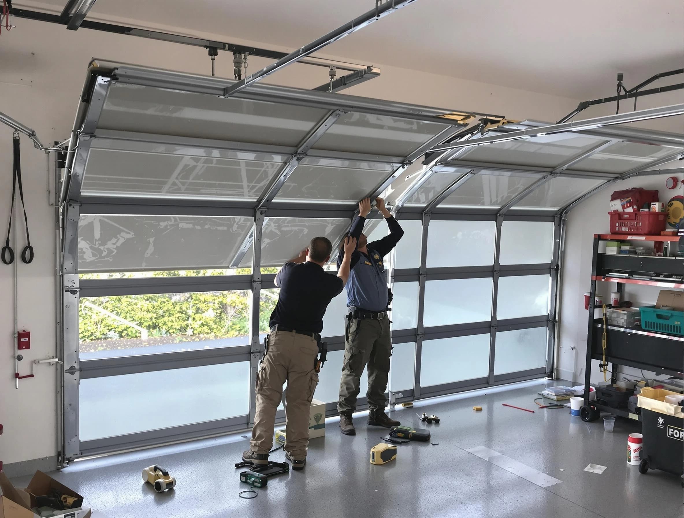 Salt Lake City Garage Door Repair expert performing precise panel replacement on Salt Lake City garage door