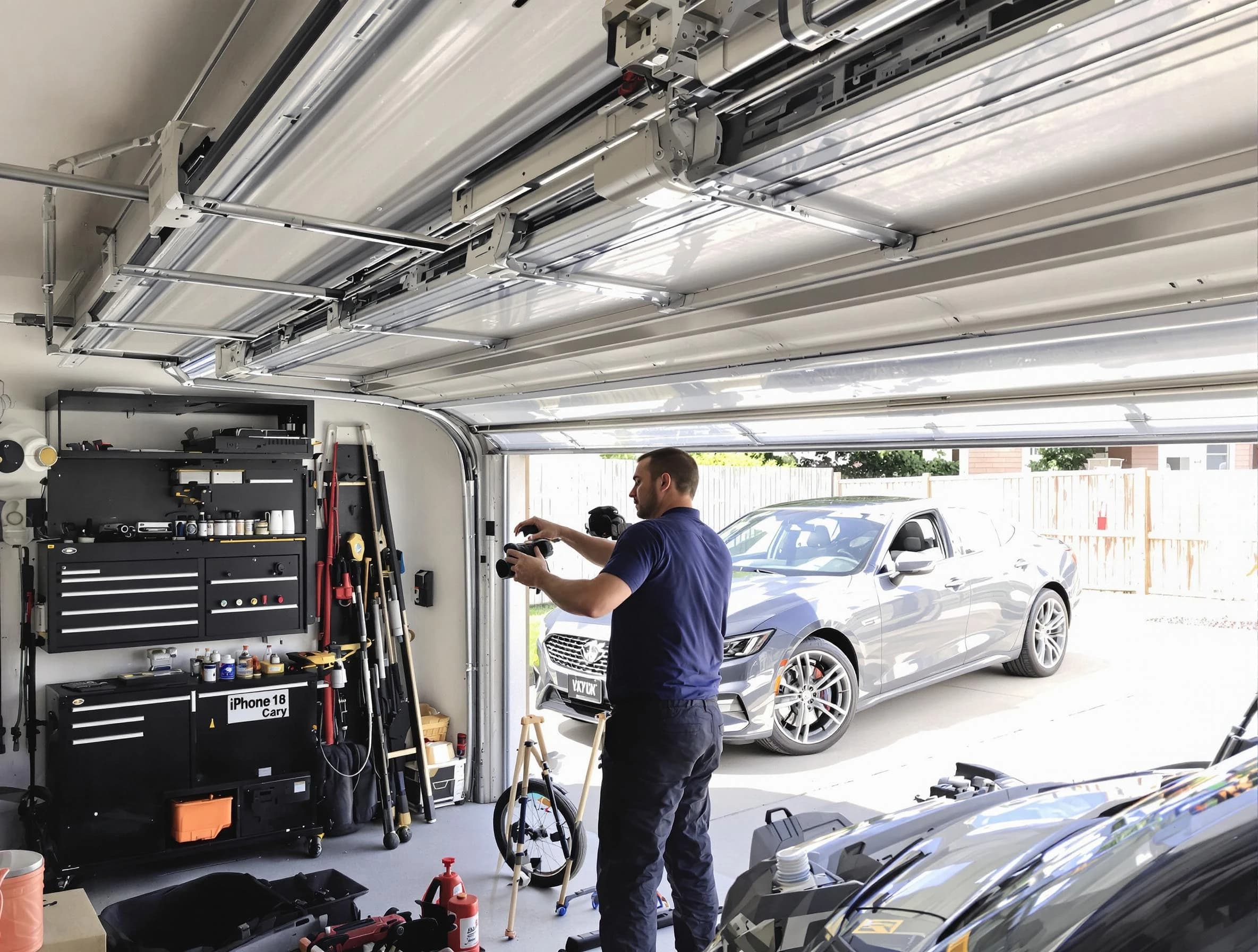 Salt Lake City Garage Door Repair technician fixing noisy garage door in Salt Lake City