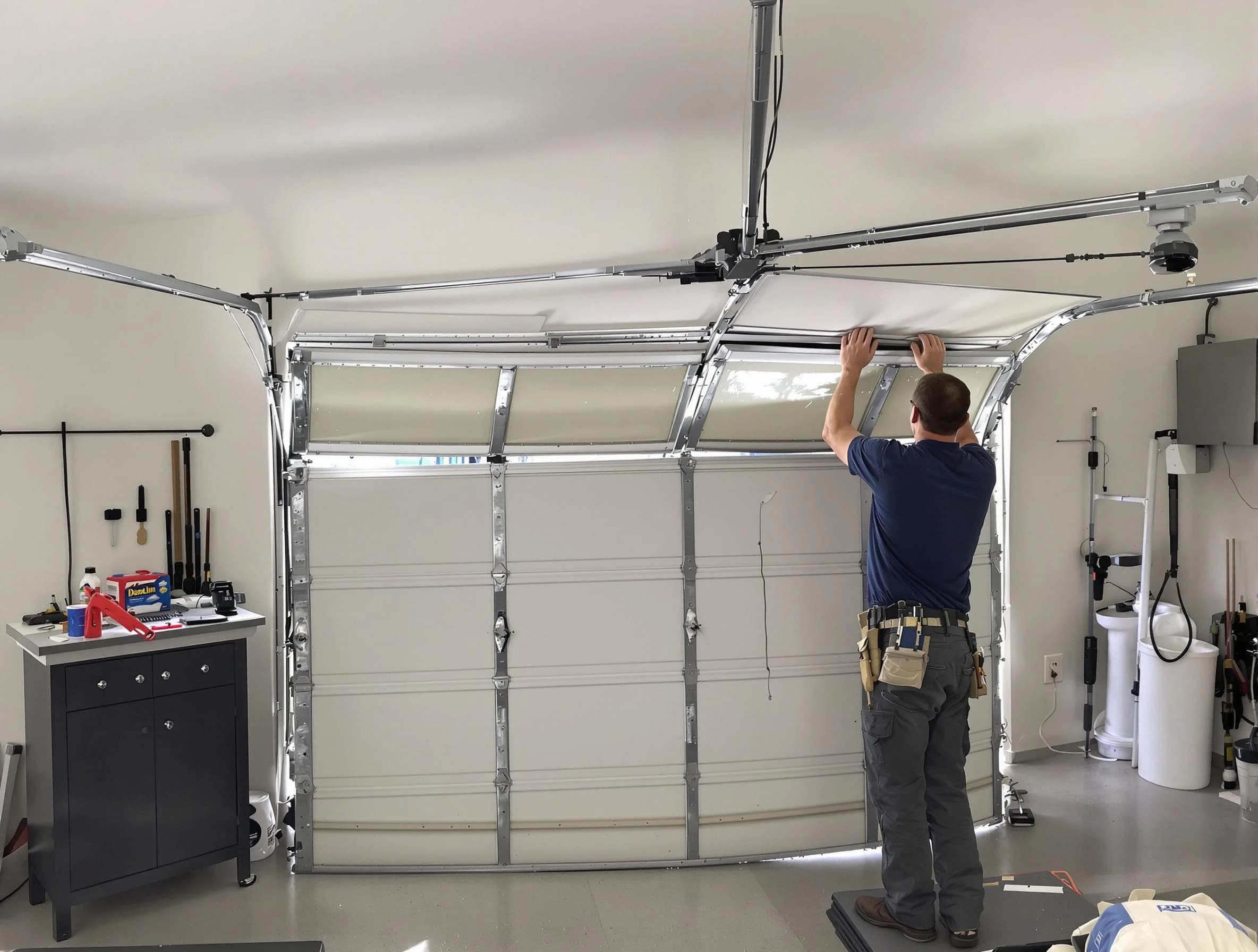 Salt Lake City Garage Door Repair specialist performing precise section replacement on Salt Lake City garage door