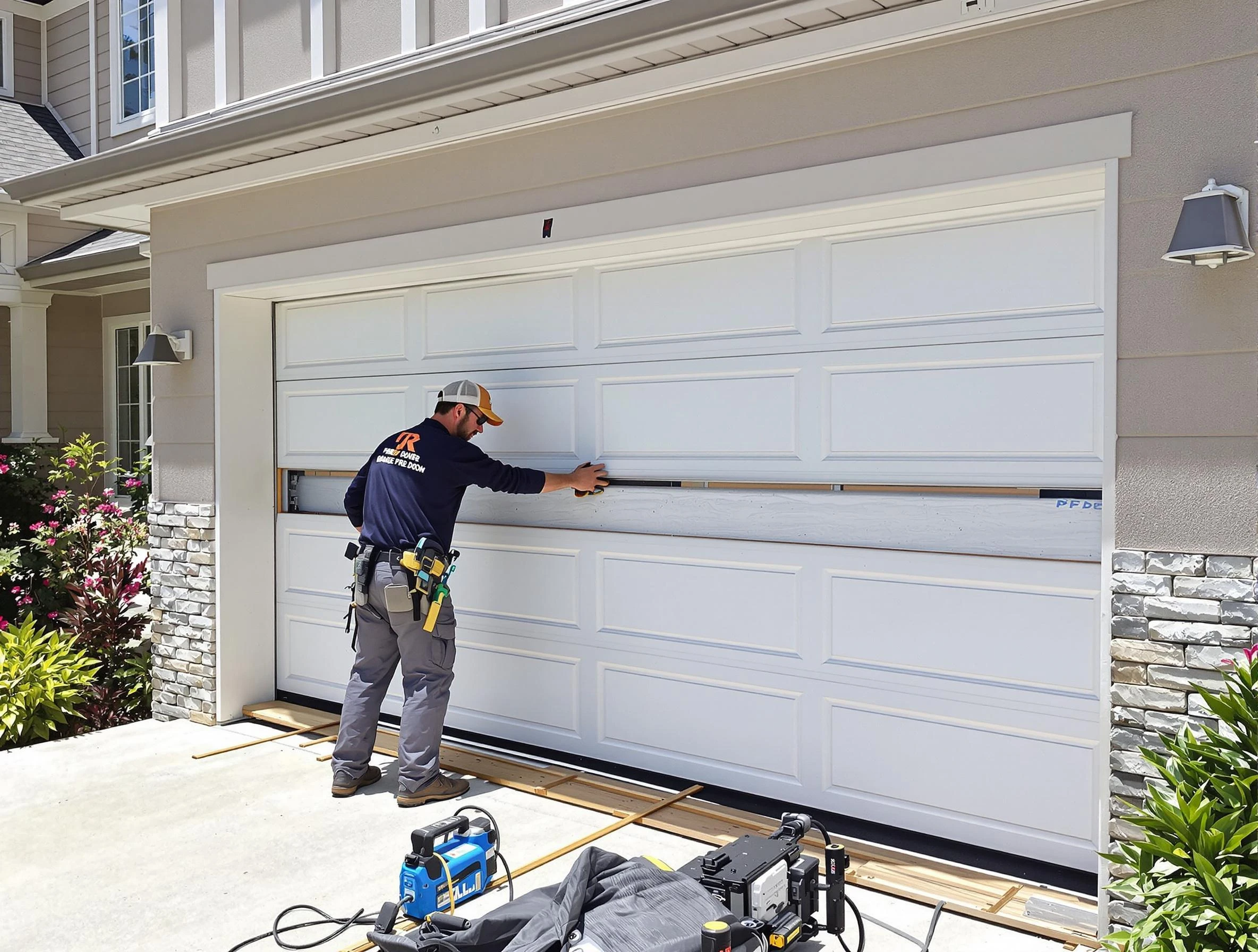 Salt Lake City Garage Door Repair team performing complete garage door replacement at Salt Lake City residence