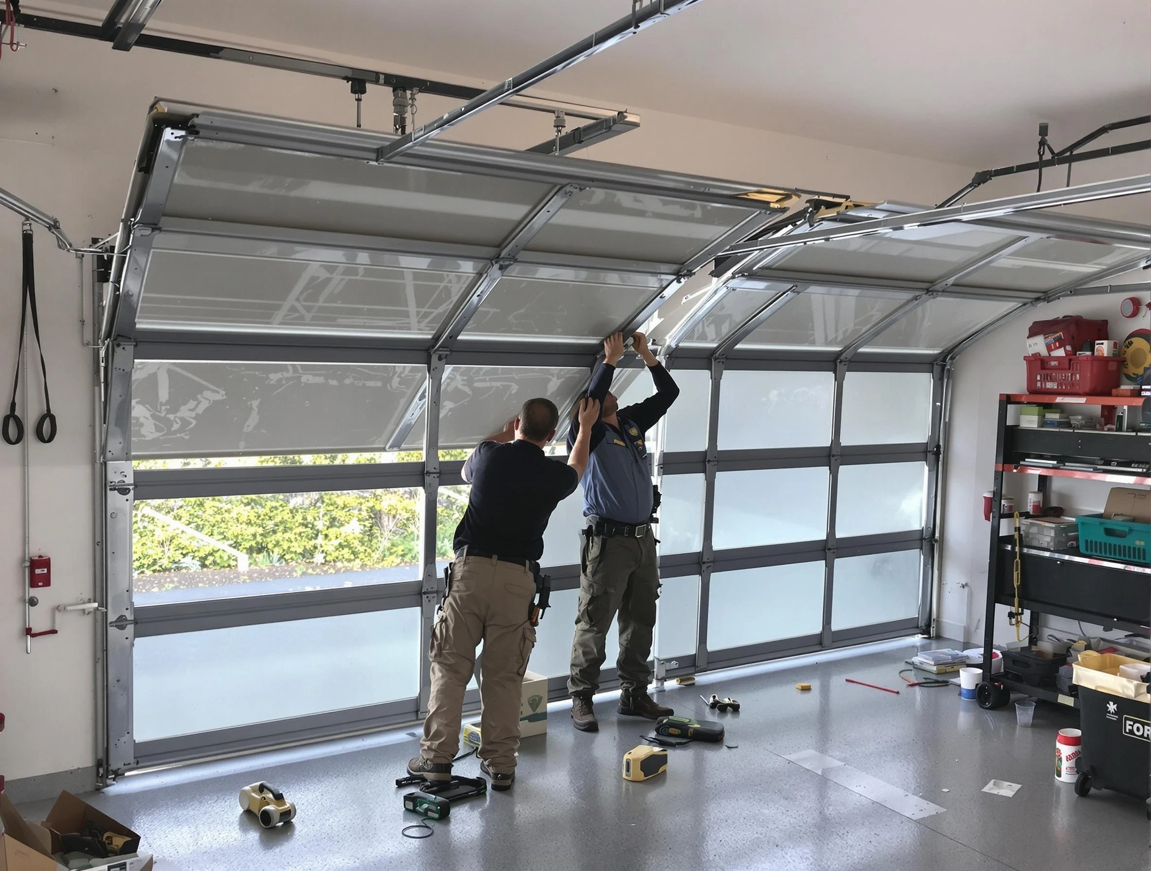 Salt Lake City Garage Door Repair expert performing precise panel replacement on Salt Lake City garage door
