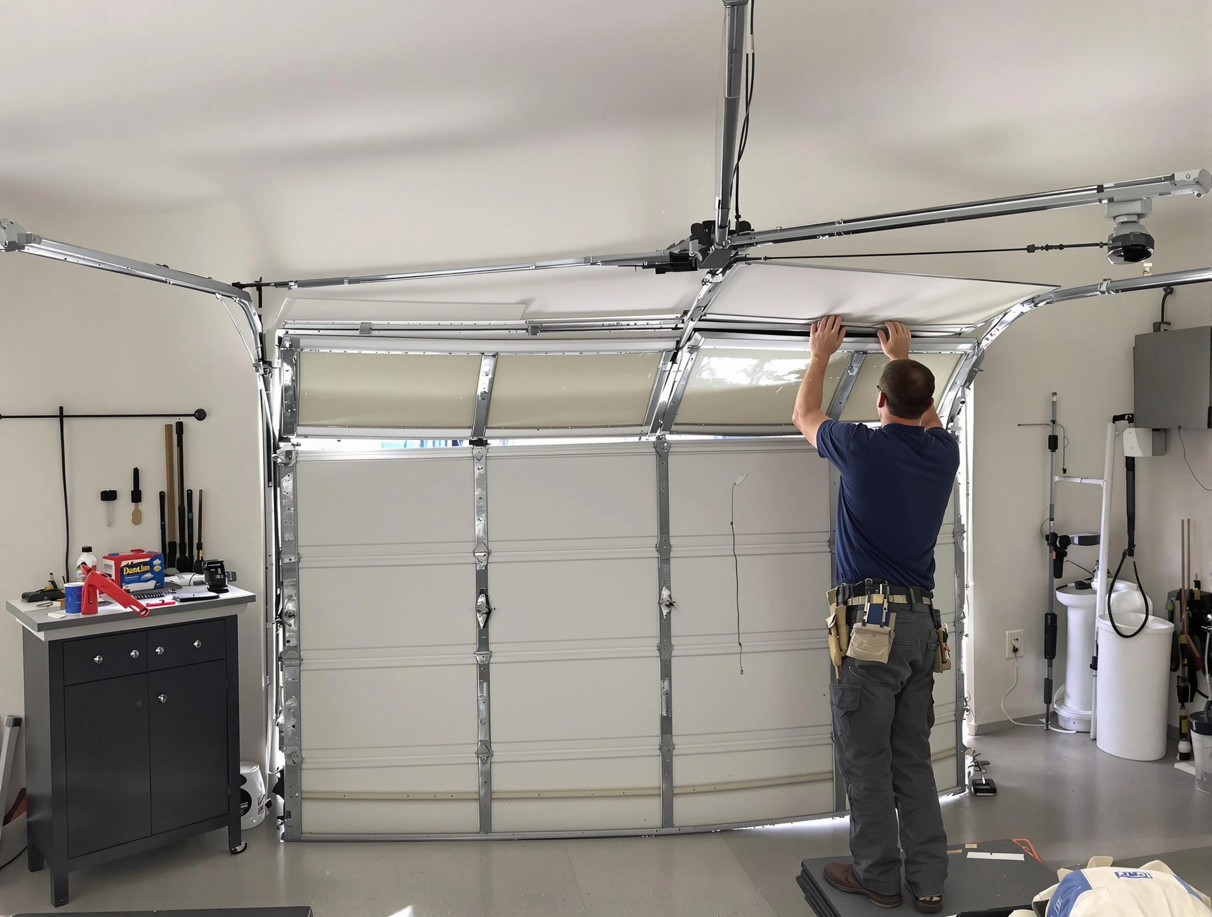 Salt Lake City Garage Door Repair specialist performing precise section replacement on Salt Lake City garage door