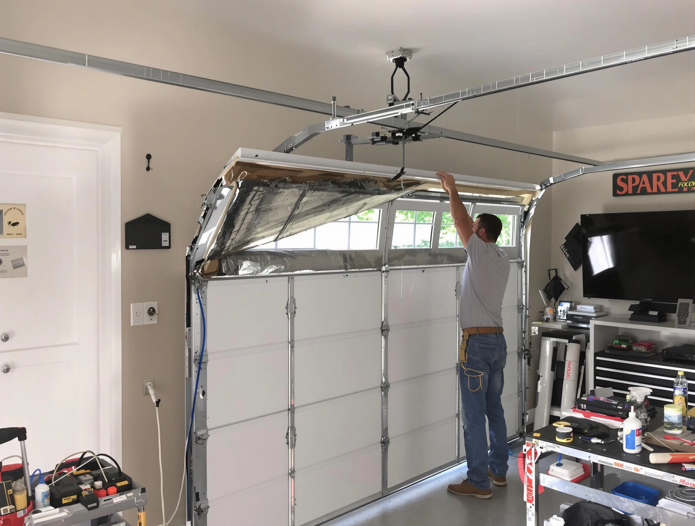 Garage door section replacement by Salt Lake City Garage Door Repair in Salt Lake City